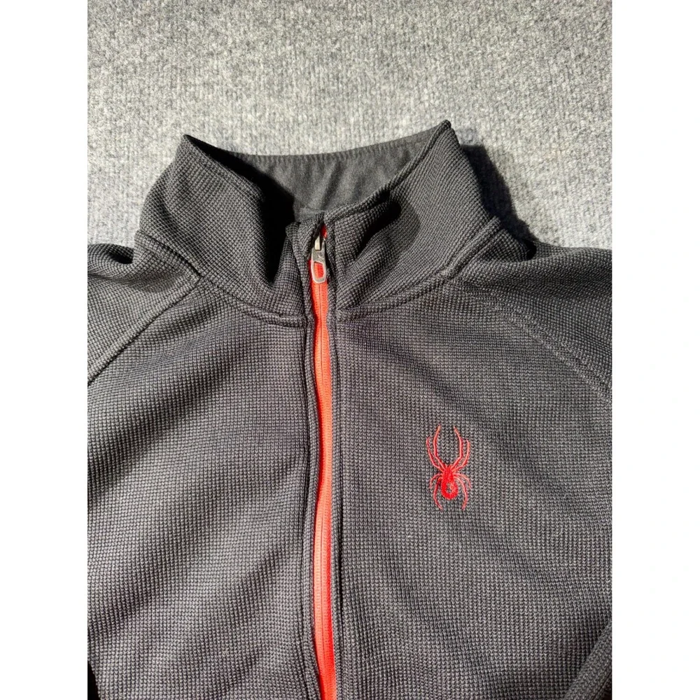 Spyder Full Zip Jacket Mens Large Grey Excellent Waffle Knit Fleece 71D64000-01